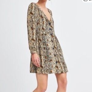 Zara Snake Print Long Sleeve Dress